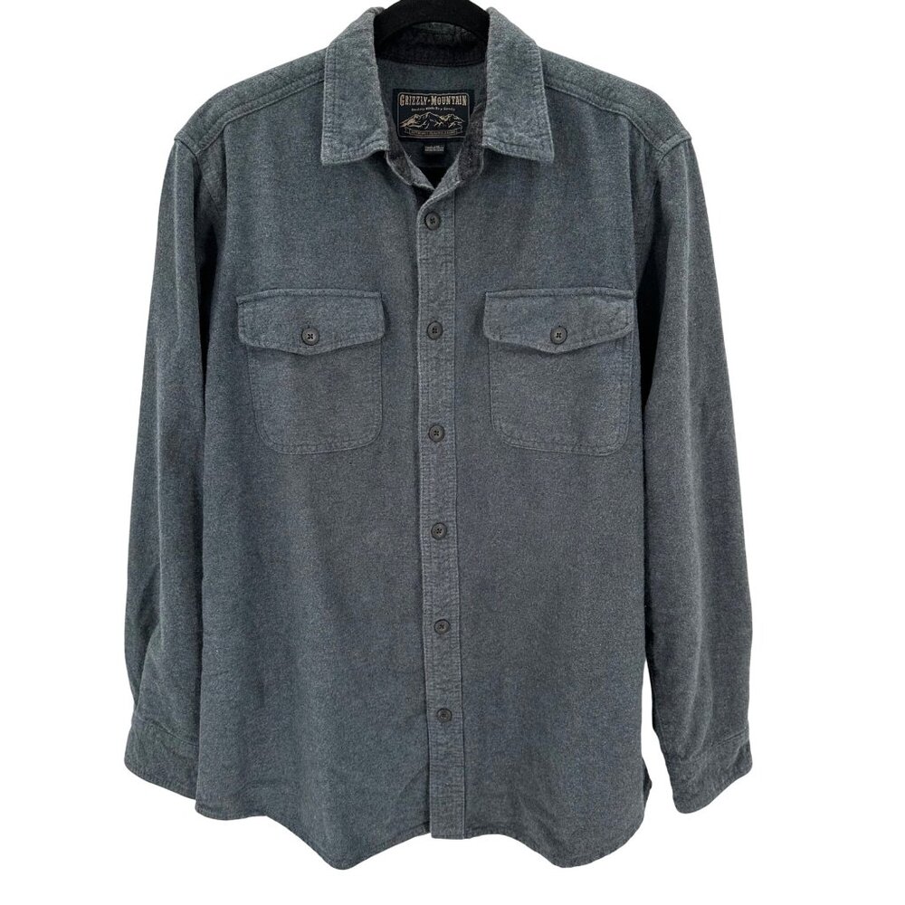 Grizzly Mountain Mens Grey Long Sleeve Button-Up Shirt Jacket Shacket Size L